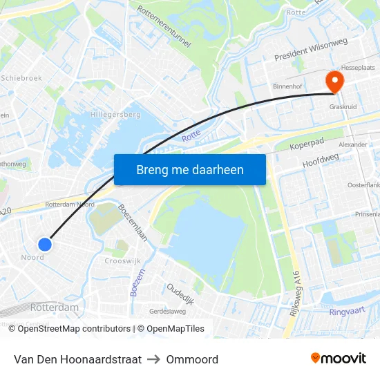 Van Den Hoonaardstraat to Ommoord map