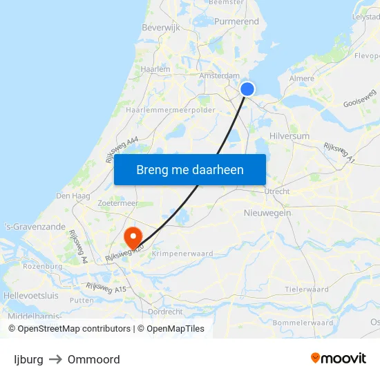 Ijburg to Ommoord map