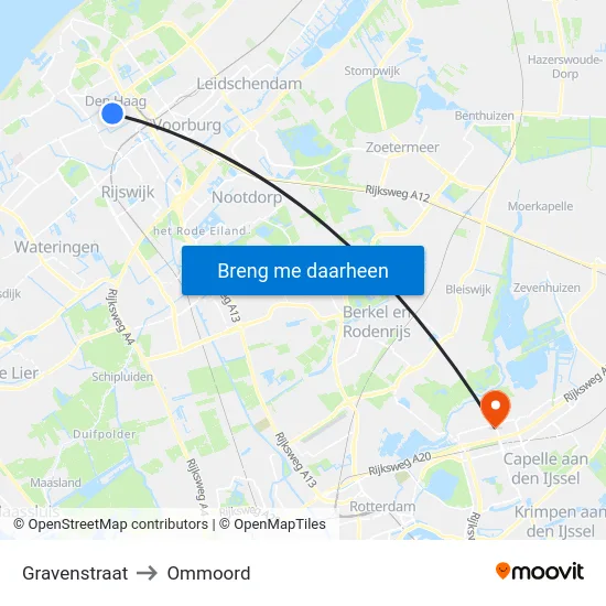 Gravenstraat to Ommoord map