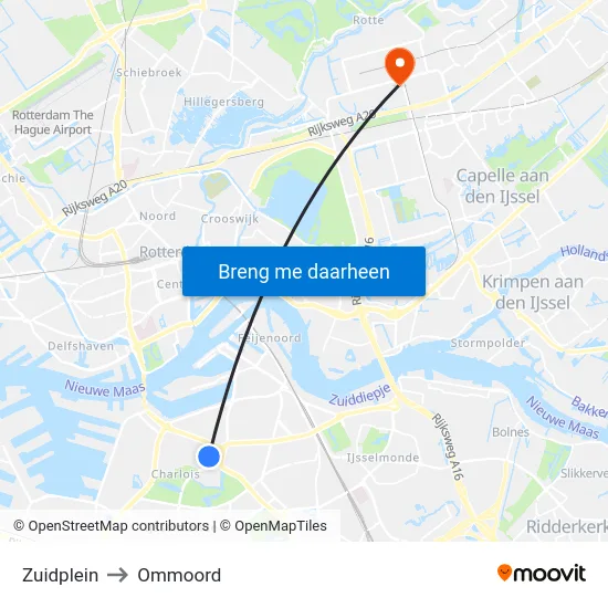 Zuidplein to Ommoord map