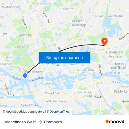 Vlaardingen West to Ommoord map
