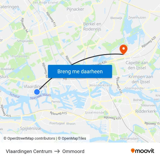 Vlaardingen Centrum to Ommoord map