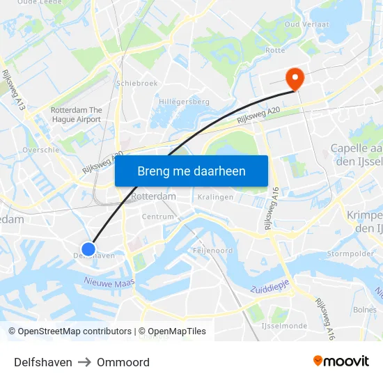 Delfshaven to Ommoord map