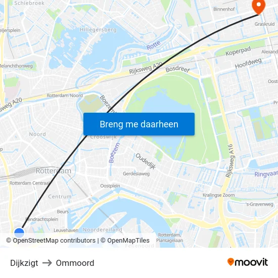 Dijkzigt to Ommoord map