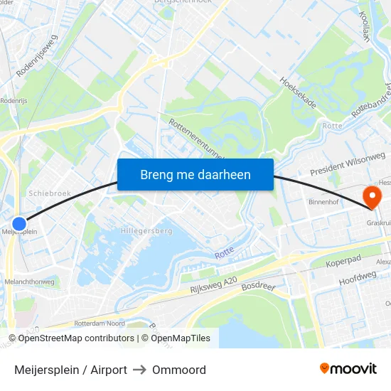 Meijersplein / Airport to Ommoord map