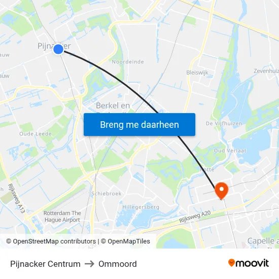 Pijnacker Centrum to Ommoord map