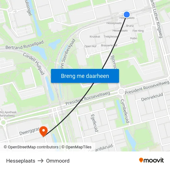 Hesseplaats to Ommoord map