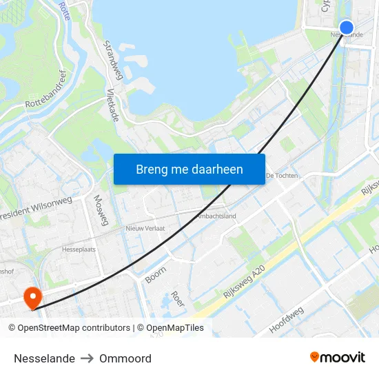Nesselande to Ommoord map