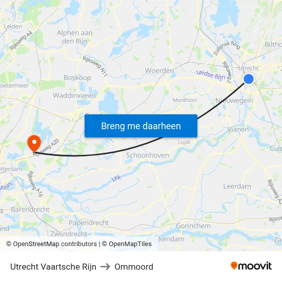 Utrecht Vaartsche Rijn to Ommoord map