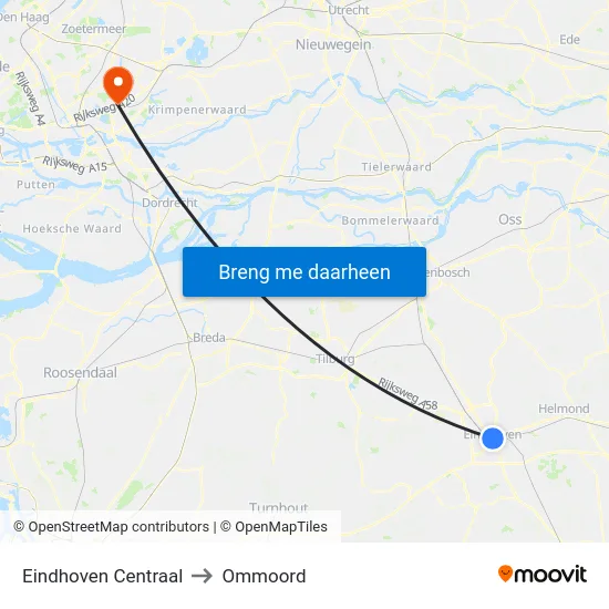 Eindhoven Centraal to Ommoord map