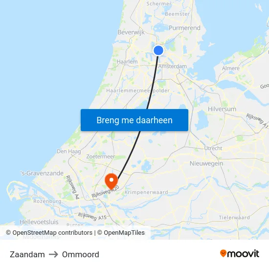 Zaandam to Ommoord map