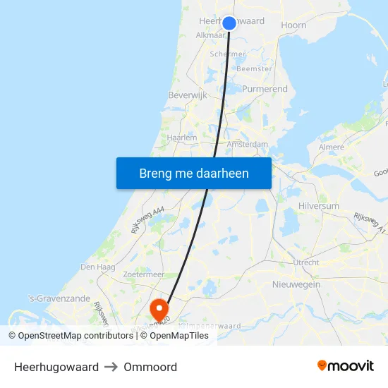 Heerhugowaard to Ommoord map