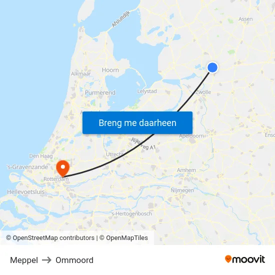 Meppel to Ommoord map