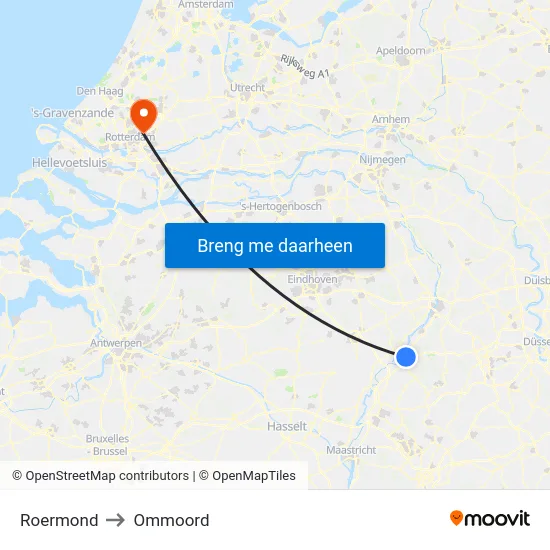 Roermond to Ommoord map