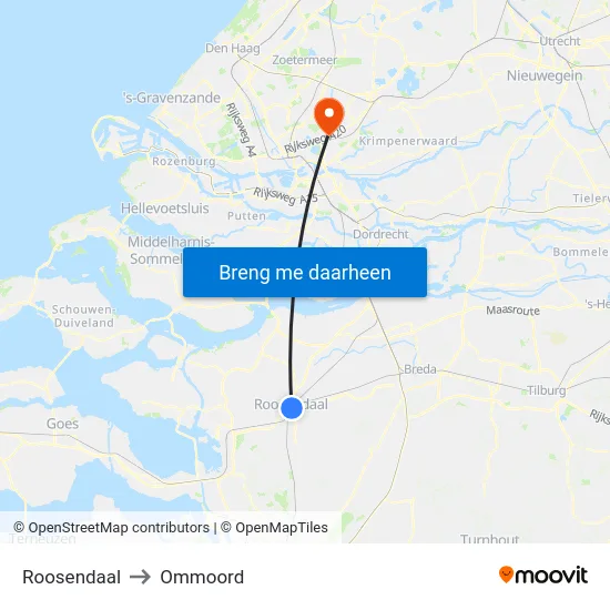 Roosendaal to Ommoord map