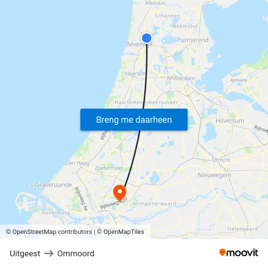 Uitgeest to Ommoord map