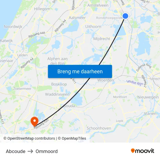 Abcoude to Ommoord map