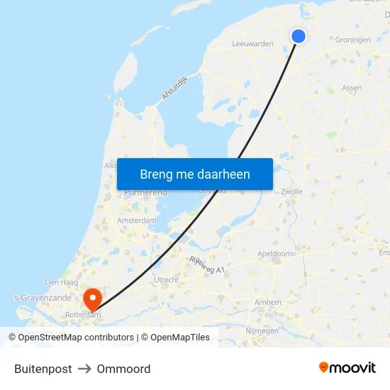 Buitenpost to Ommoord map