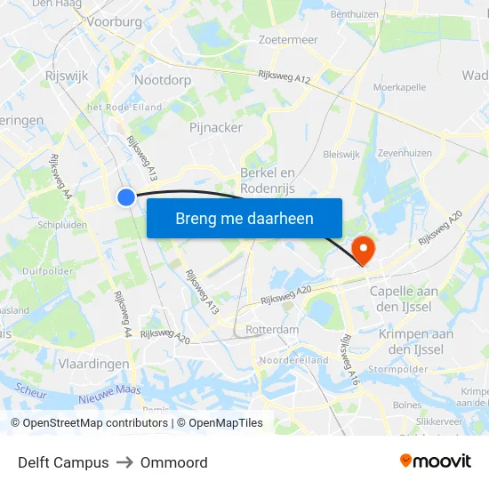 Delft Campus to Ommoord map