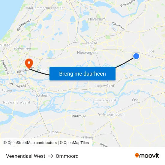 Veenendaal West to Ommoord map