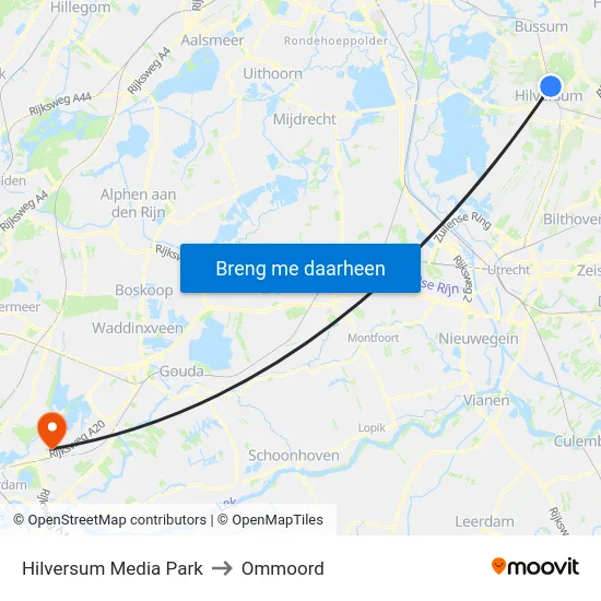 Hilversum Media Park to Ommoord map