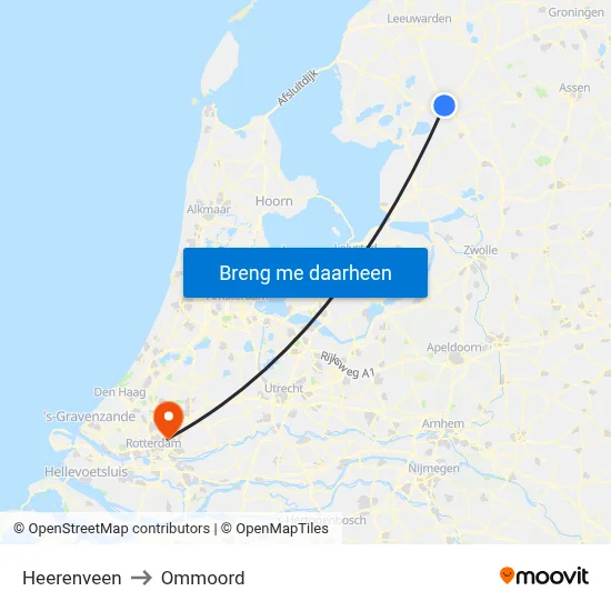 Heerenveen to Ommoord map