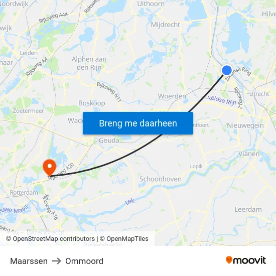 Maarssen to Ommoord map
