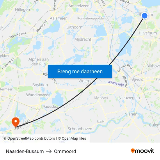 Naarden-Bussum to Ommoord map