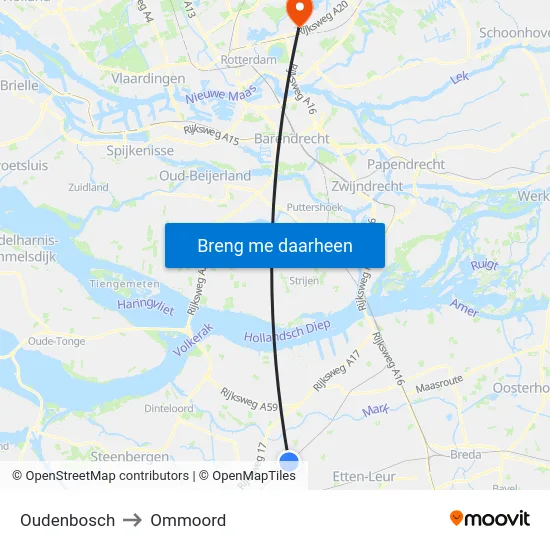 Oudenbosch to Ommoord map