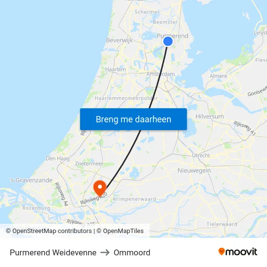 Purmerend Weidevenne to Ommoord map