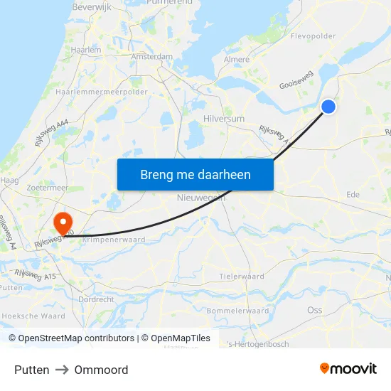 Putten to Ommoord map