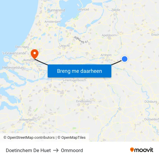 Doetinchem De Huet to Ommoord map