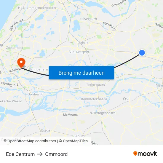 Ede Centrum to Ommoord map
