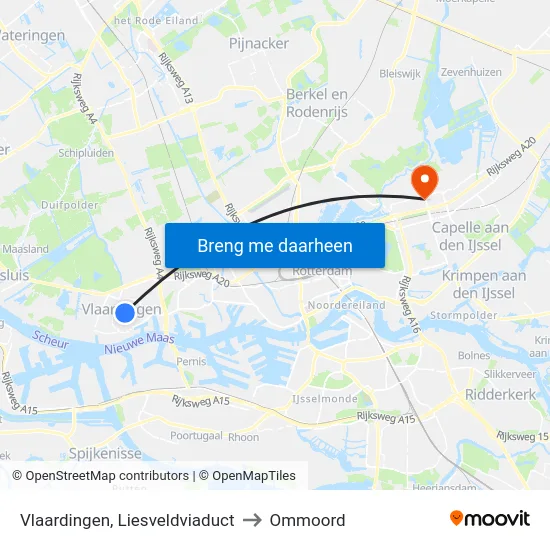 Vlaardingen, Liesveldviaduct to Ommoord map