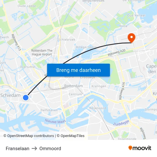 Franselaan to Ommoord map
