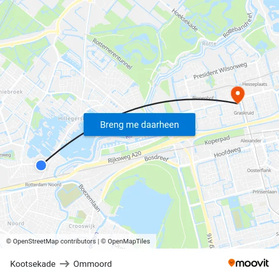 Kootsekade to Ommoord map