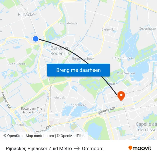 Pijnacker, Pijnacker Zuid Metro to Ommoord map