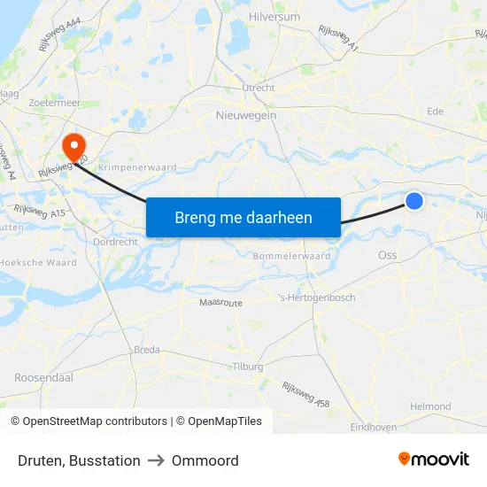 Druten, Busstation to Ommoord map