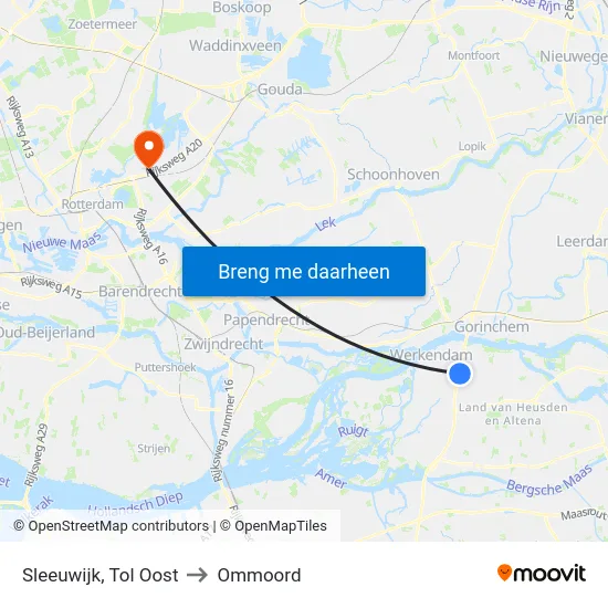 Sleeuwijk, Tol Oost to Ommoord map
