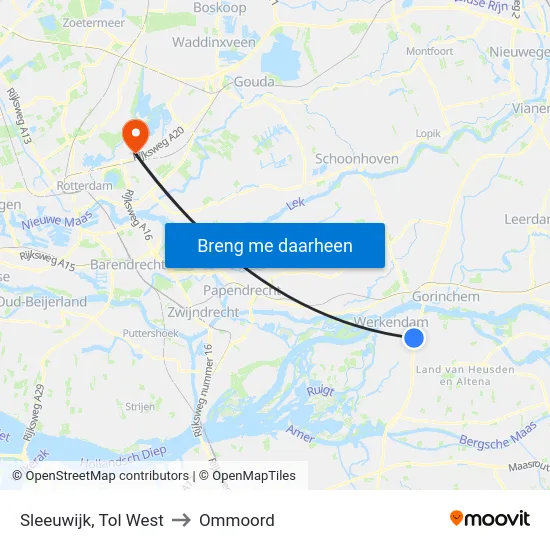 Sleeuwijk, Tol West to Ommoord map