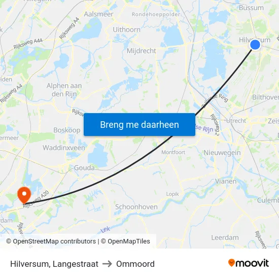 Hilversum, Langestraat to Ommoord map