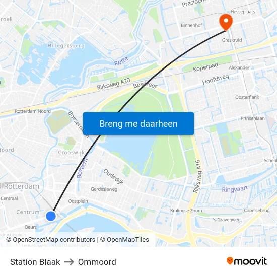 Station Blaak to Ommoord map
