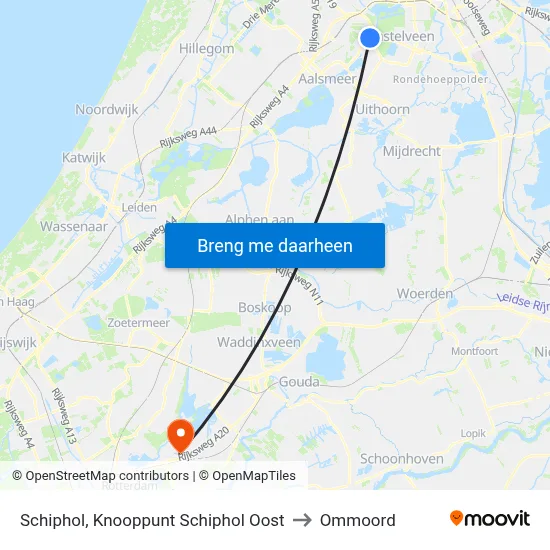 Schiphol, Knooppunt Schiphol Oost to Ommoord map