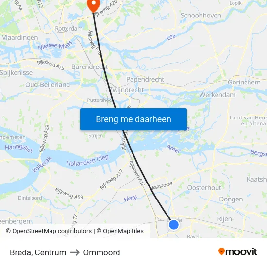Breda, Centrum to Ommoord map