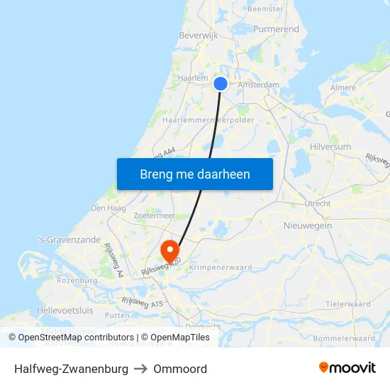 Halfweg-Zwanenburg to Ommoord map