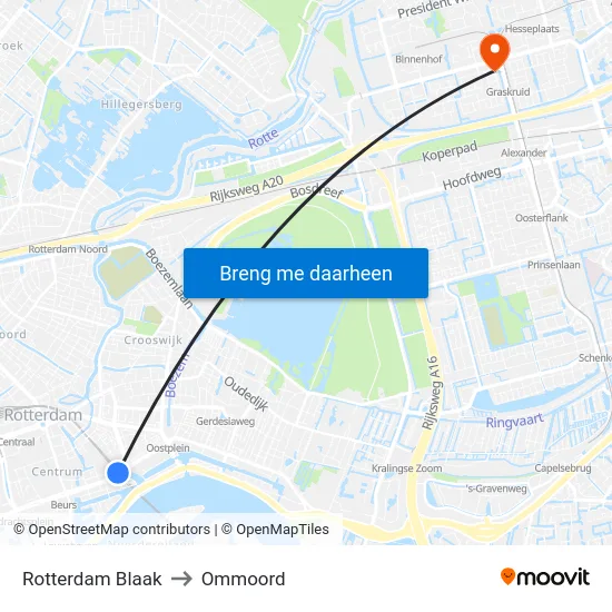 Rotterdam Blaak to Ommoord map