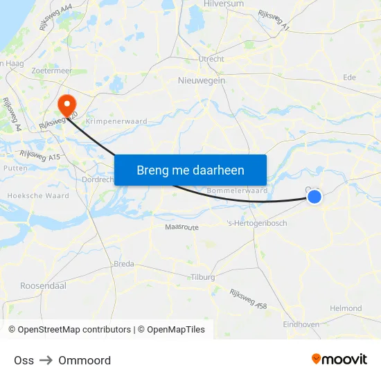 Oss to Ommoord map