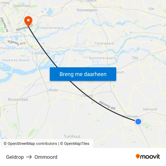 Geldrop to Ommoord map