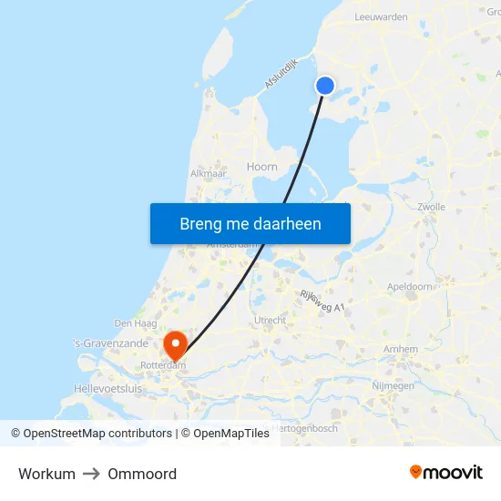 Workum to Ommoord map