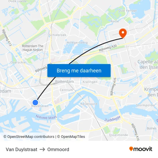 Van Duylstraat to Ommoord map